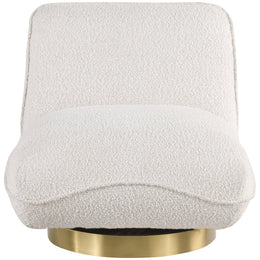 Meridian Geneva Cream Boucle Fabric Swivel Accent Chair