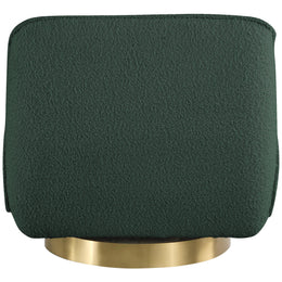 Meridian Geneva Green Boucle Fabric Swivel Accent Chair