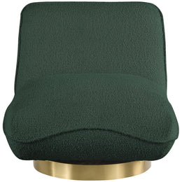 Meridian Geneva Green Boucle Fabric Swivel Accent Chair