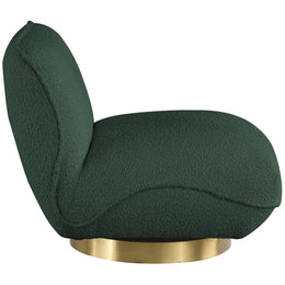 Meridian Geneva Green Boucle Fabric Swivel Accent Chair
