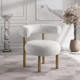 Meridian Bordeaux Cream Boucle Fabric Accent Chair