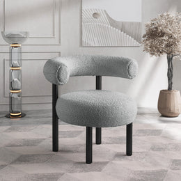 Meridian Bordeaux Grey Boucle Fabric Accent Chair