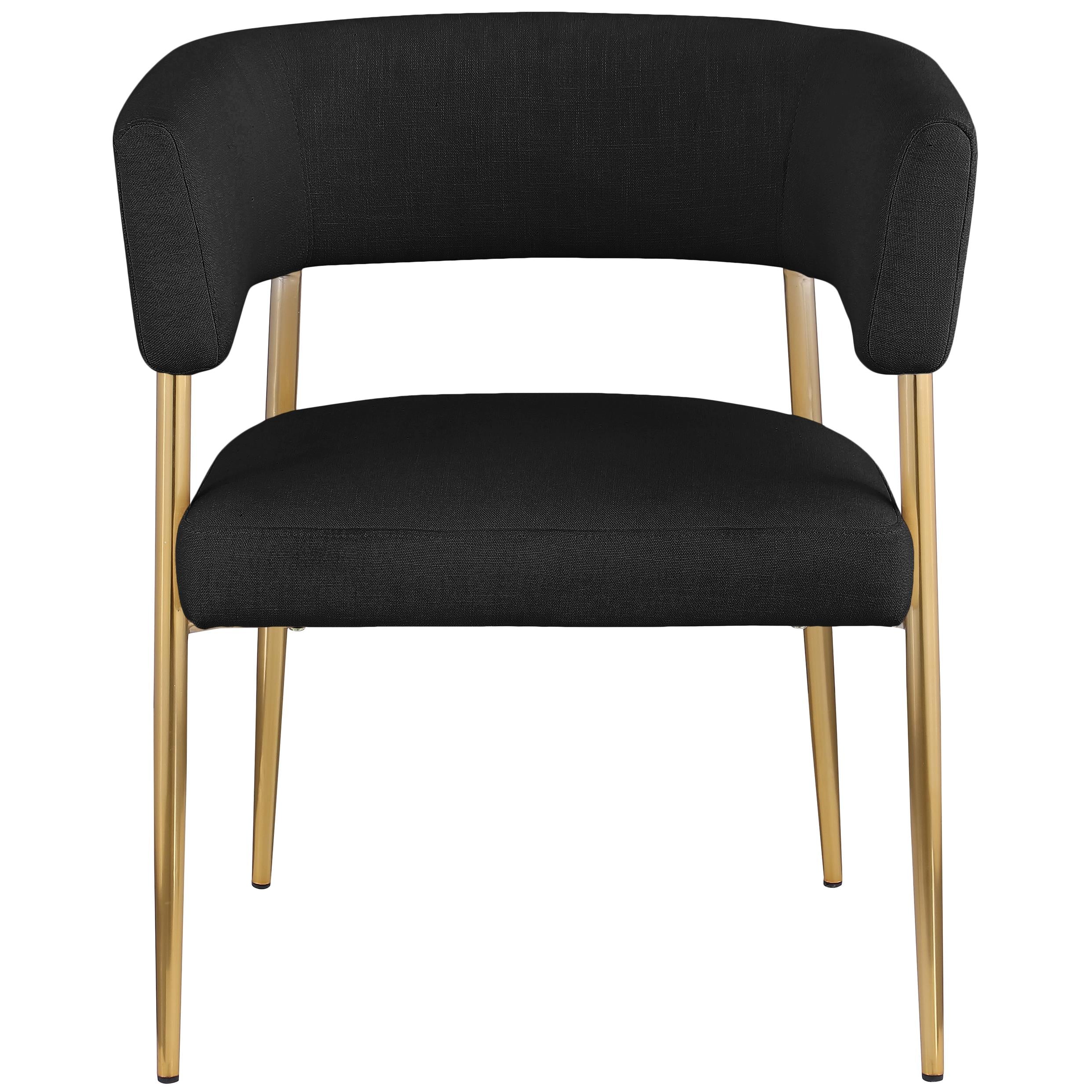 Meridian Creston Black Durable Linen Textured Fabric Dining Chair