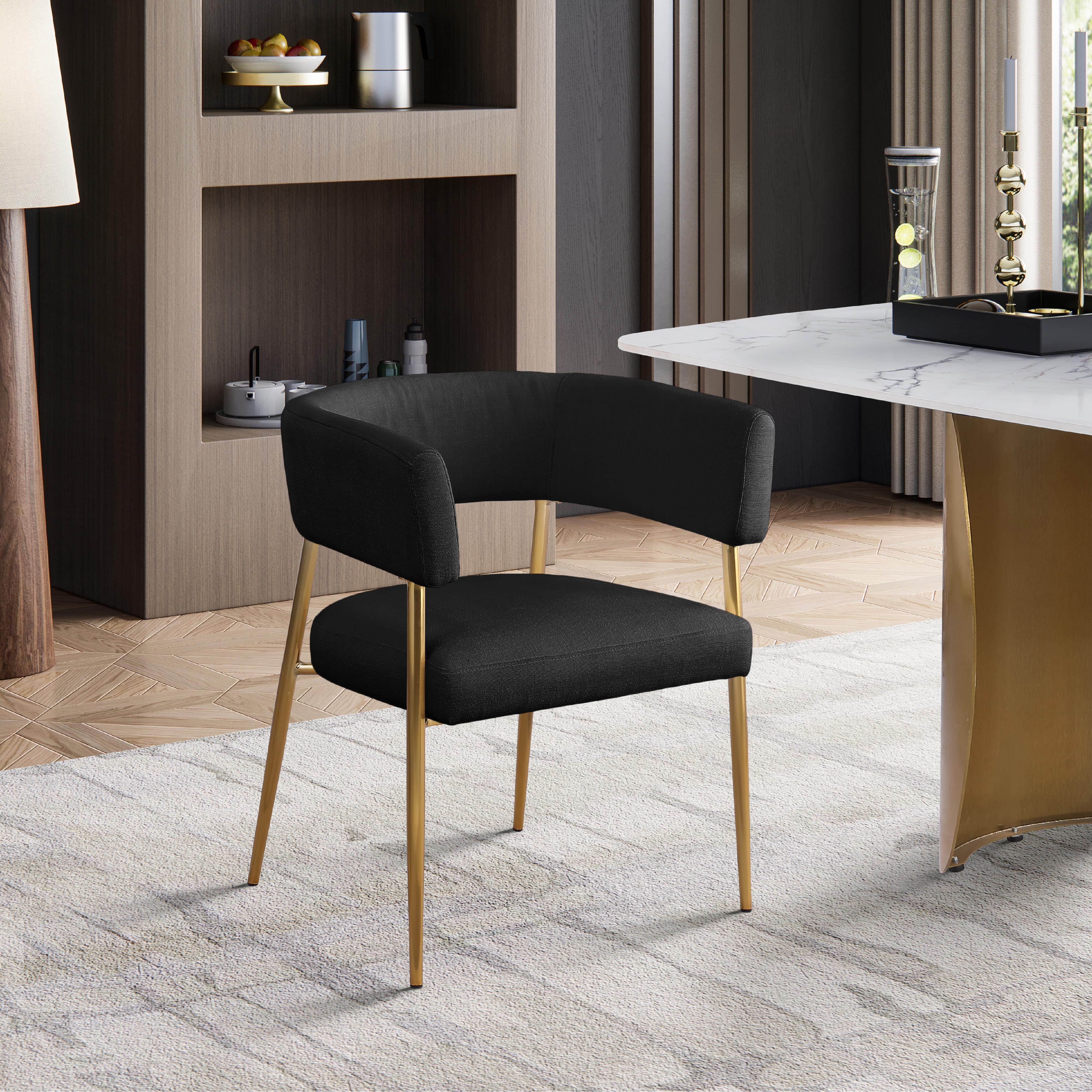 Meridian Creston Black Durable Linen Textured Fabric Dining Chair