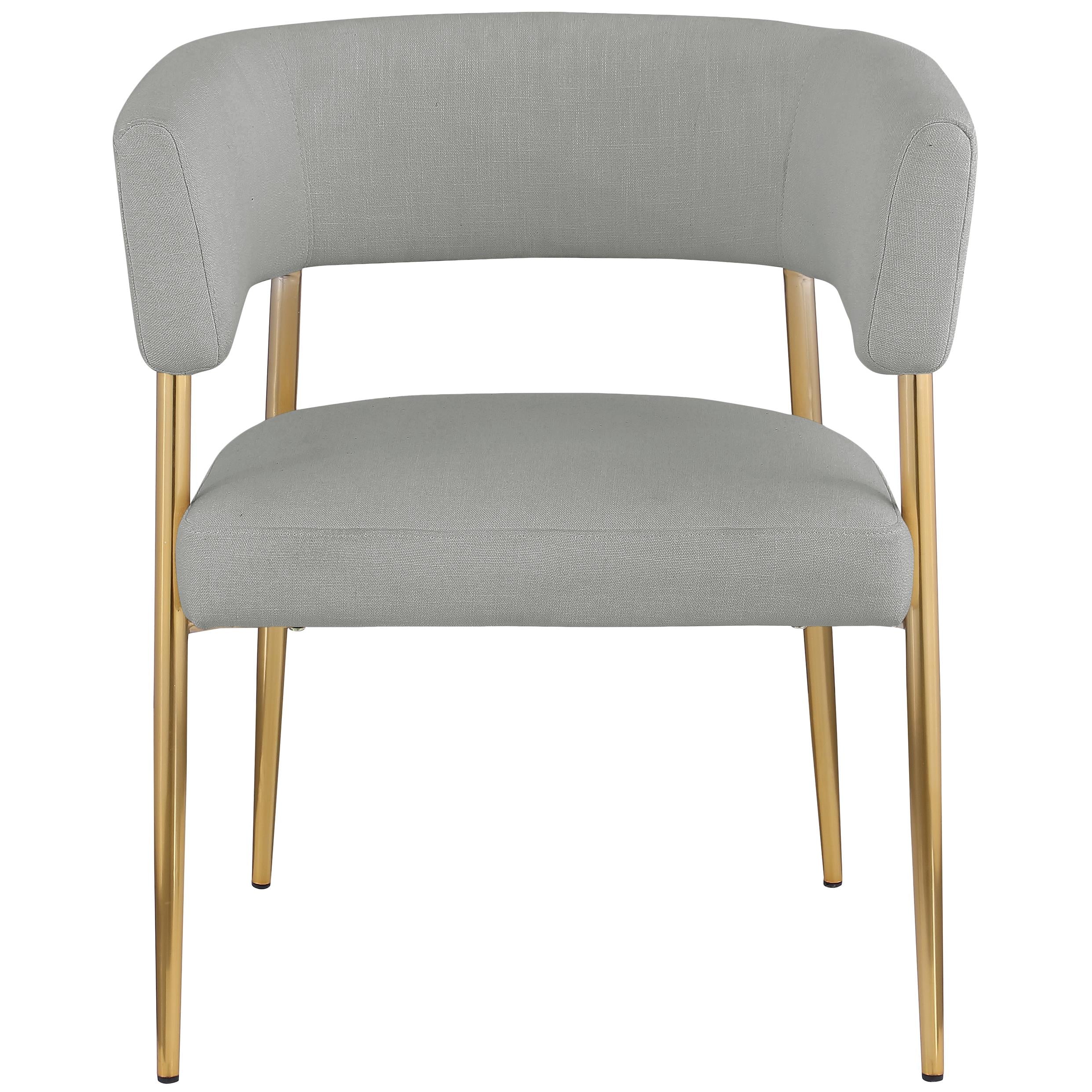 Meridian Creston Light Grey Durable Linen Textured Fabric Dining Chair