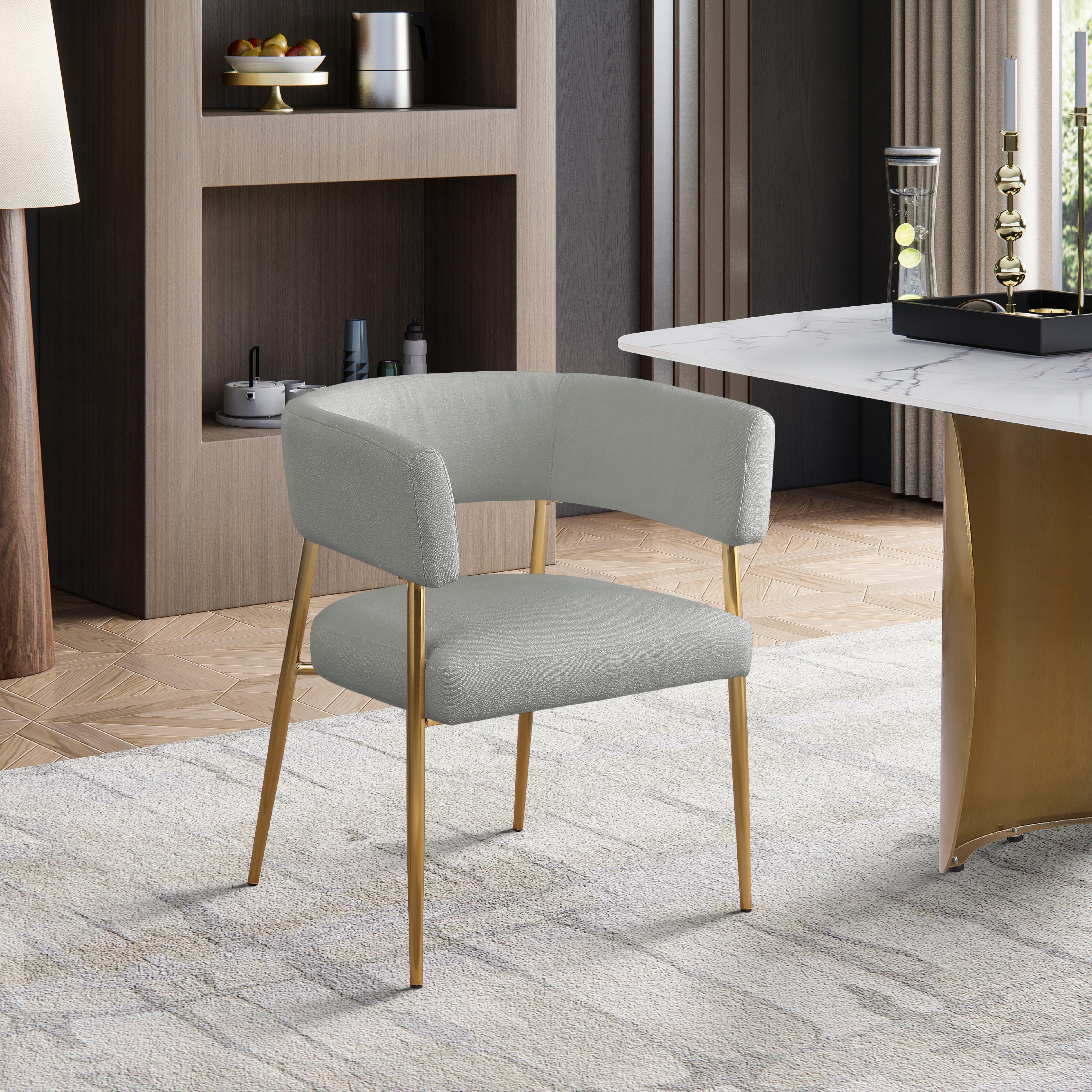 Meridian Creston Light Grey Durable Linen Textured Fabric Dining Chair