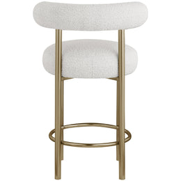 Meridian Bordeaux Cream Boucle Fabric Stool