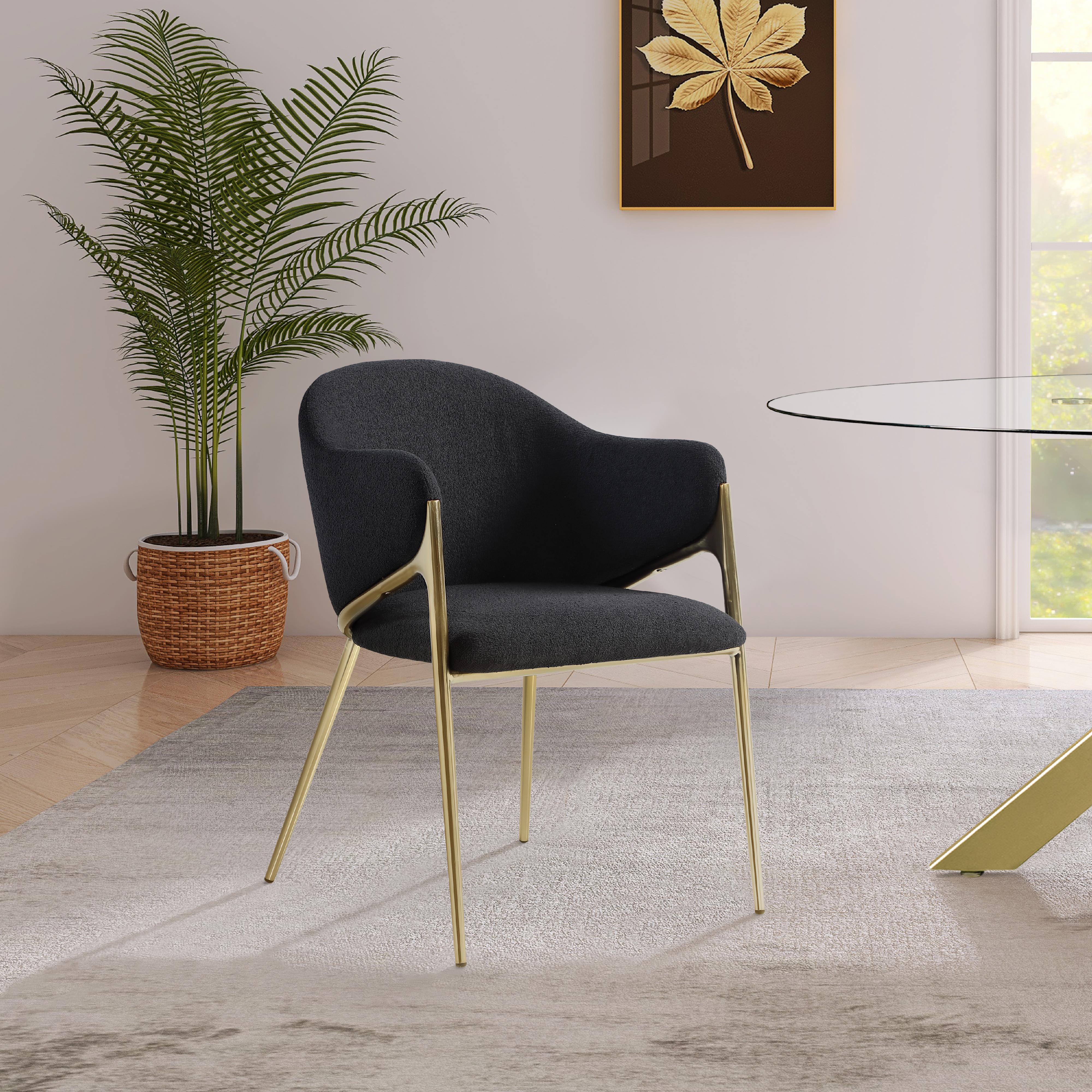 Meridian Nial Black Boucle Fabric Dining Chair
