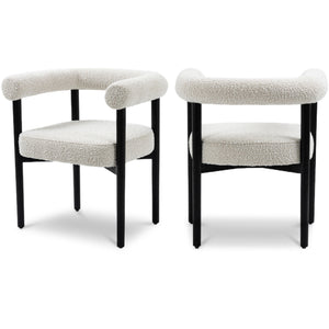 Meridian Hyatt Cream Boucle Fabric Dining Chair