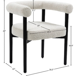 Meridian Hyatt Cream Boucle Fabric Dining Chair