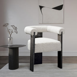 Meridian Barrel Cream Boucle Fabric Dining Chair
