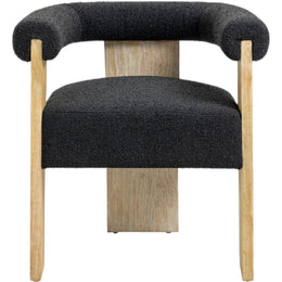 Meridian Barrel Black Boucle Fabric Dining Chair