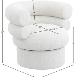 Meridian Valentina Cream Linen Textured Fabric Accent Swivel Chair