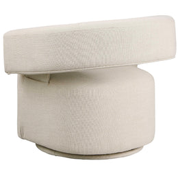 Meridian Niya Beige Linen Textured Fabric Swivel Accent Chair
