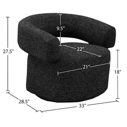 Meridian Niya Black Linen Textured Fabric Swivel Accent Chair