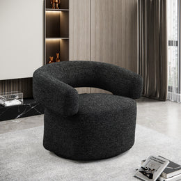 Meridian Niya Black Linen Textured Fabric Swivel Accent Chair