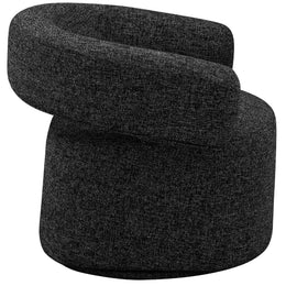 Meridian Niya Black Linen Textured Fabric Swivel Accent Chair
