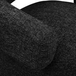 Meridian Niya Black Linen Textured Fabric Swivel Accent Chair