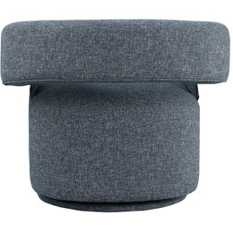 Meridian Niya Blue Linen Textured Fabric Swivel Accent Chair