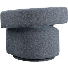 Meridian Niya Blue Linen Textured Fabric Swivel Accent Chair