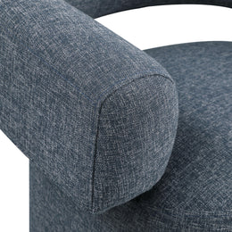 Meridian Niya Blue Linen Textured Fabric Swivel Accent Chair