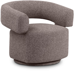 Meridian Niya Brown Linen Textured Fabric Swivel Accent Chair