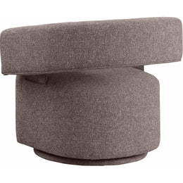 Meridian Niya Brown Linen Textured Fabric Swivel Accent Chair