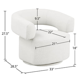 Meridian Niya Cream Linen Textured Fabric Swivel Accent Chair
