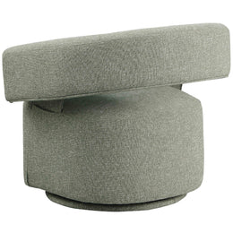 Meridian Niya Green Linen Textured Fabric Swivel Accent Chair