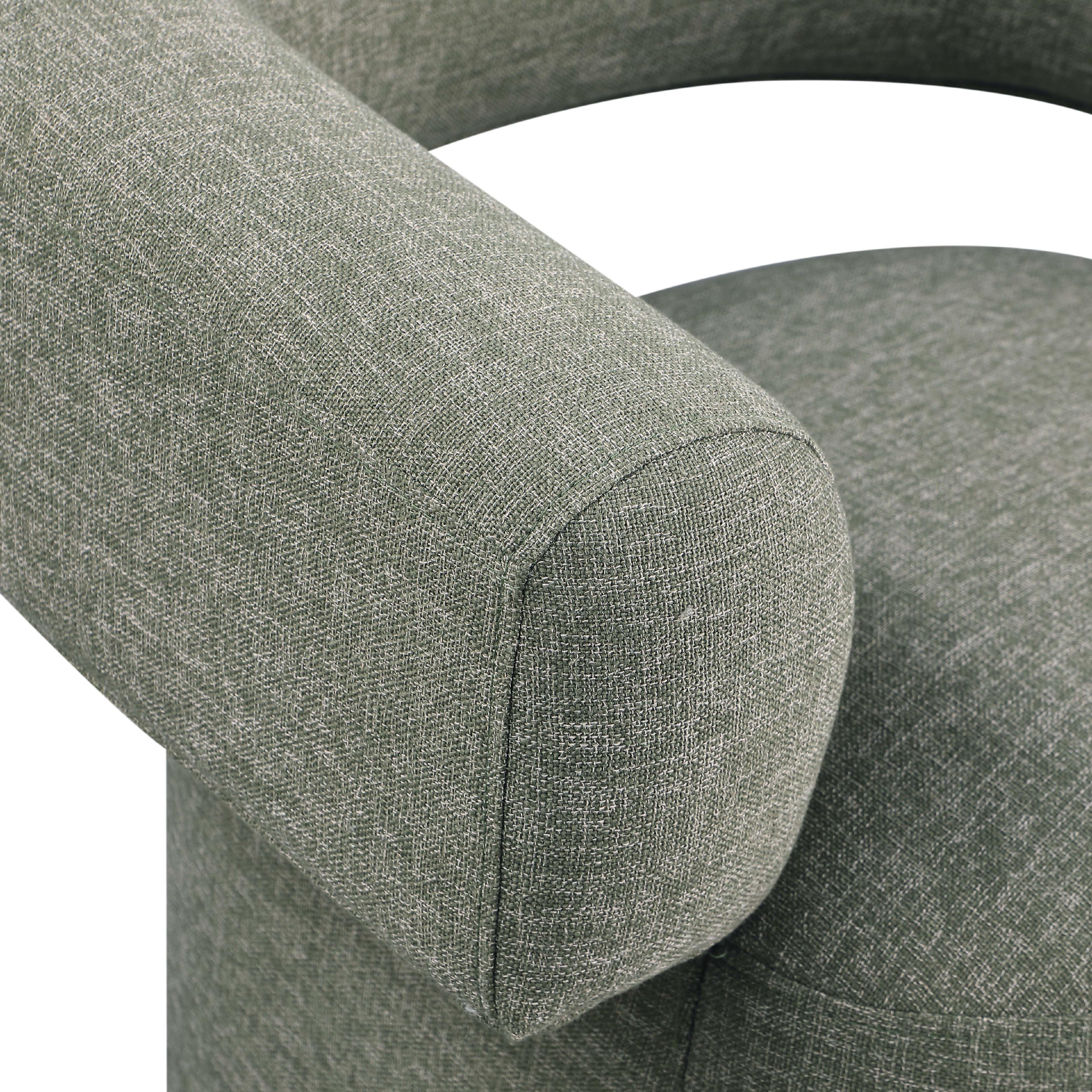 Meridian Niya Green Linen Textured Fabric Swivel Accent Chair
