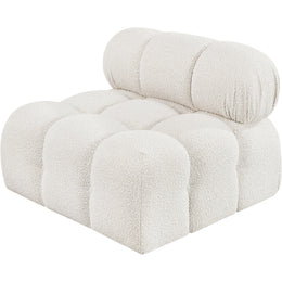 Meridian Ames Cream Boucle Fabric Armless