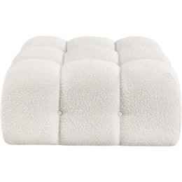Meridian Ames Cream Boucle Fabric Ottoman