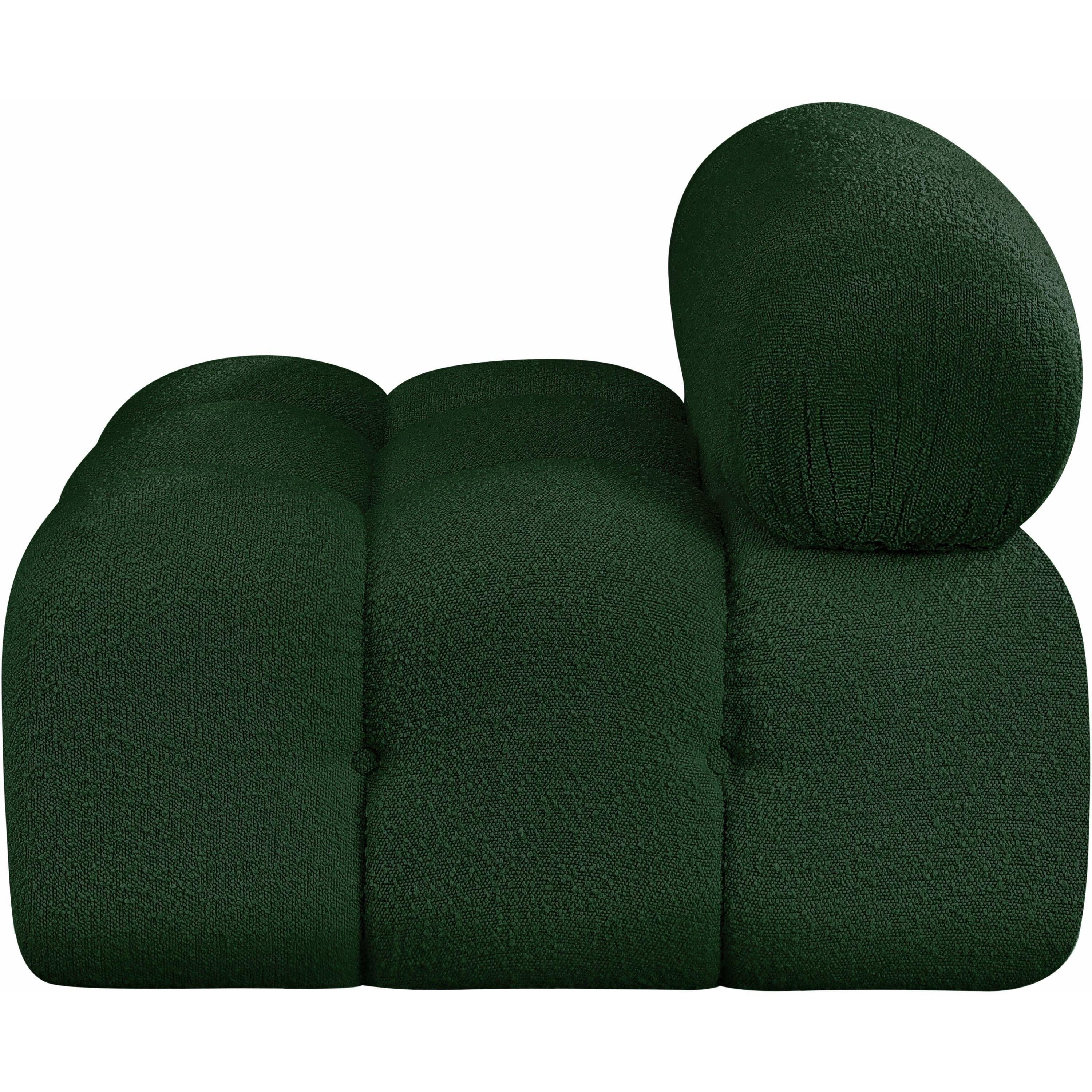 Meridian Ames Green Boucle Fabric Armless