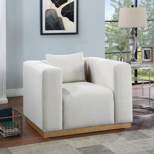 Meridian Alfie Cream Linen Textured Fabic Chair