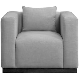 Meridian Alfie Grey Linen Textured Fabic Chair