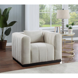 Meridian Lucia Beige Linen Textured Fabric Chair
