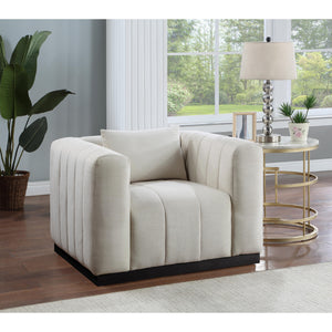 Meridian Lucia Beige Linen Textured Fabric Chair