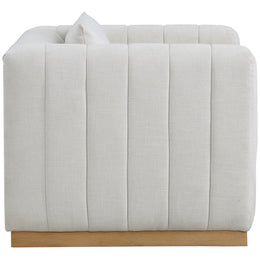 Meridian Lucia Cream Linen Textured Fabric Chair