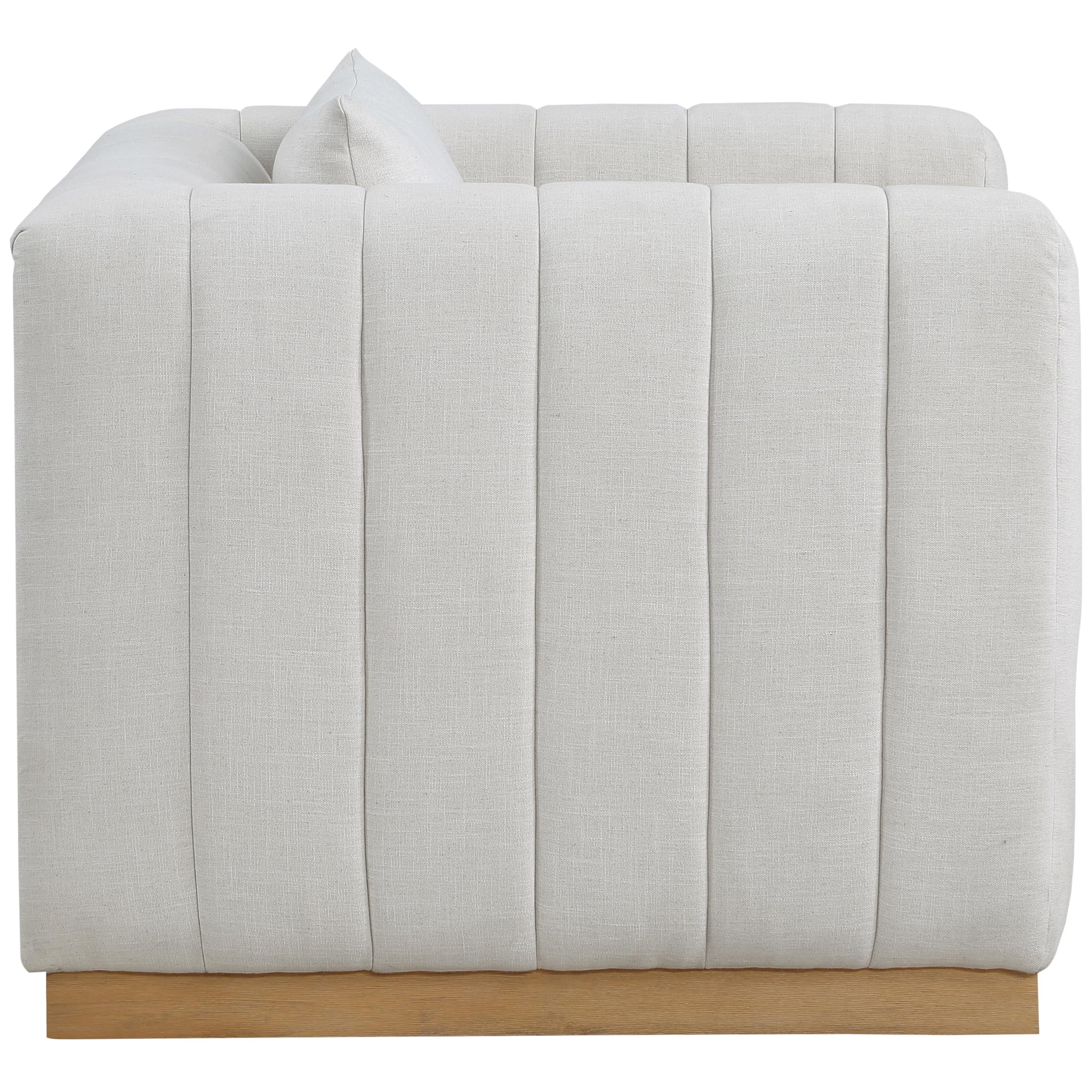 Meridian Lucia Cream Linen Textured Fabric Chair