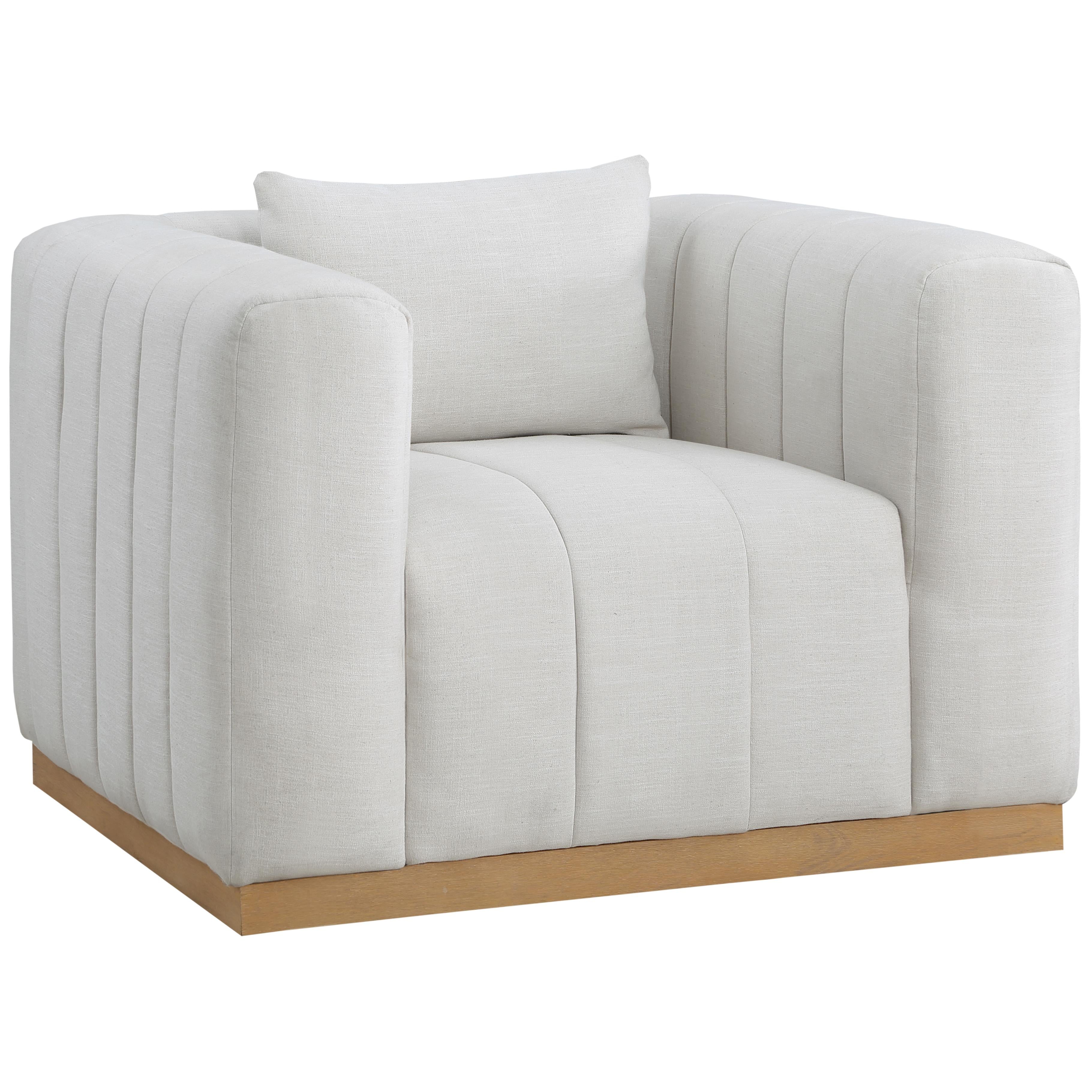 Meridian Lucia Cream Linen Textured Fabric Chair