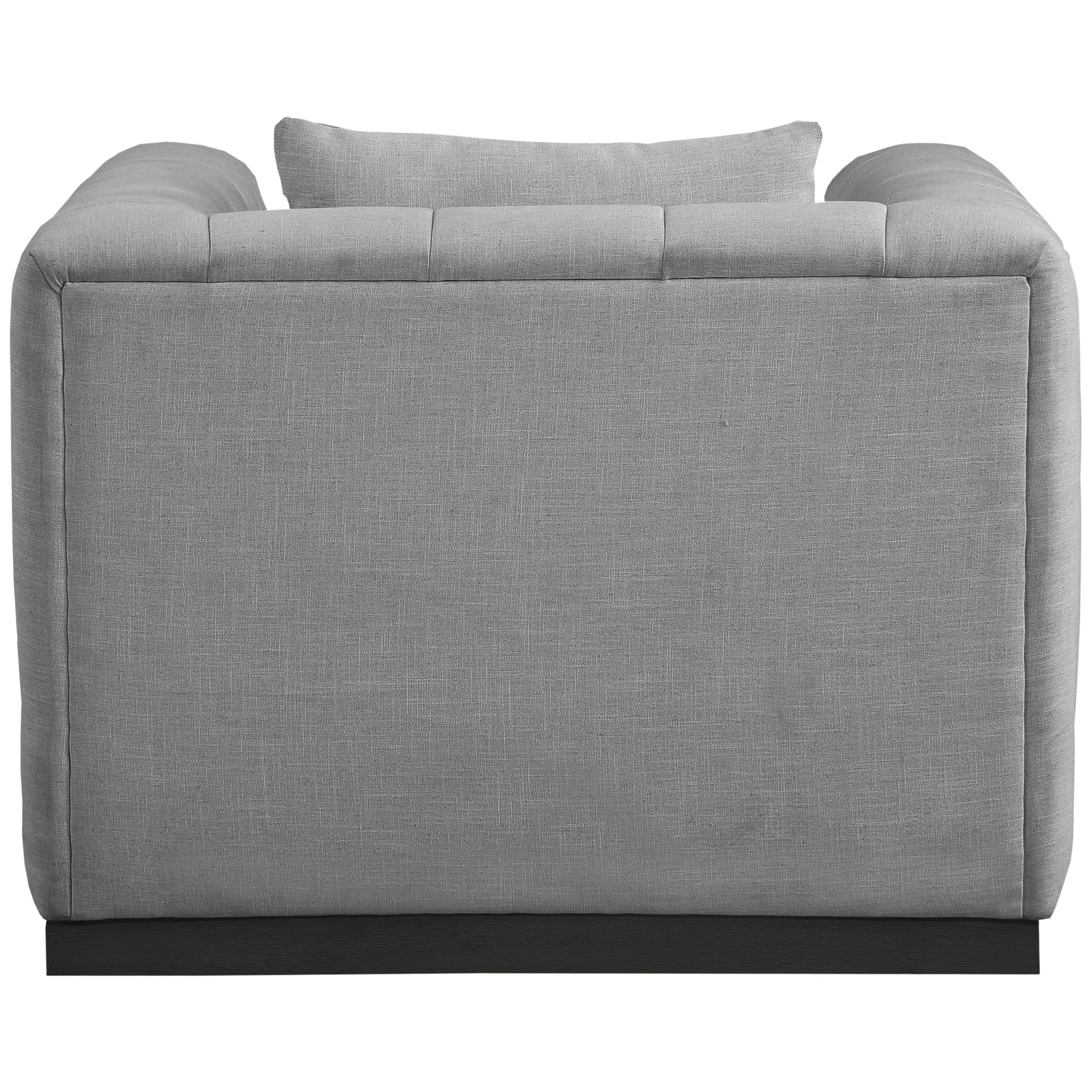 Meridian Lucia Grey Linen Textured Fabric Chair