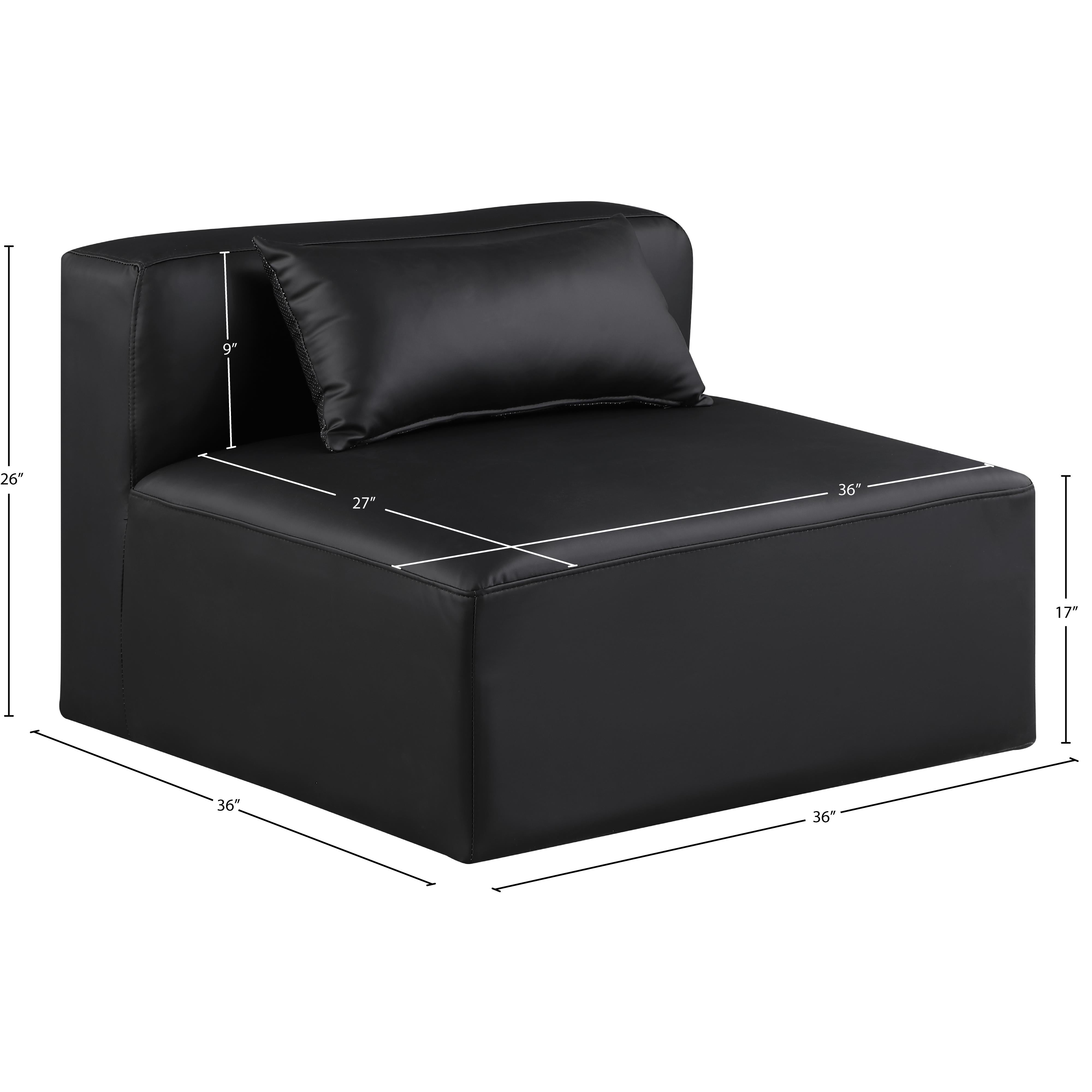 Meridian Cube Black Vegan Leather Armless Chair