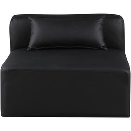 Meridian Cube Black Vegan Leather Armless Chair
