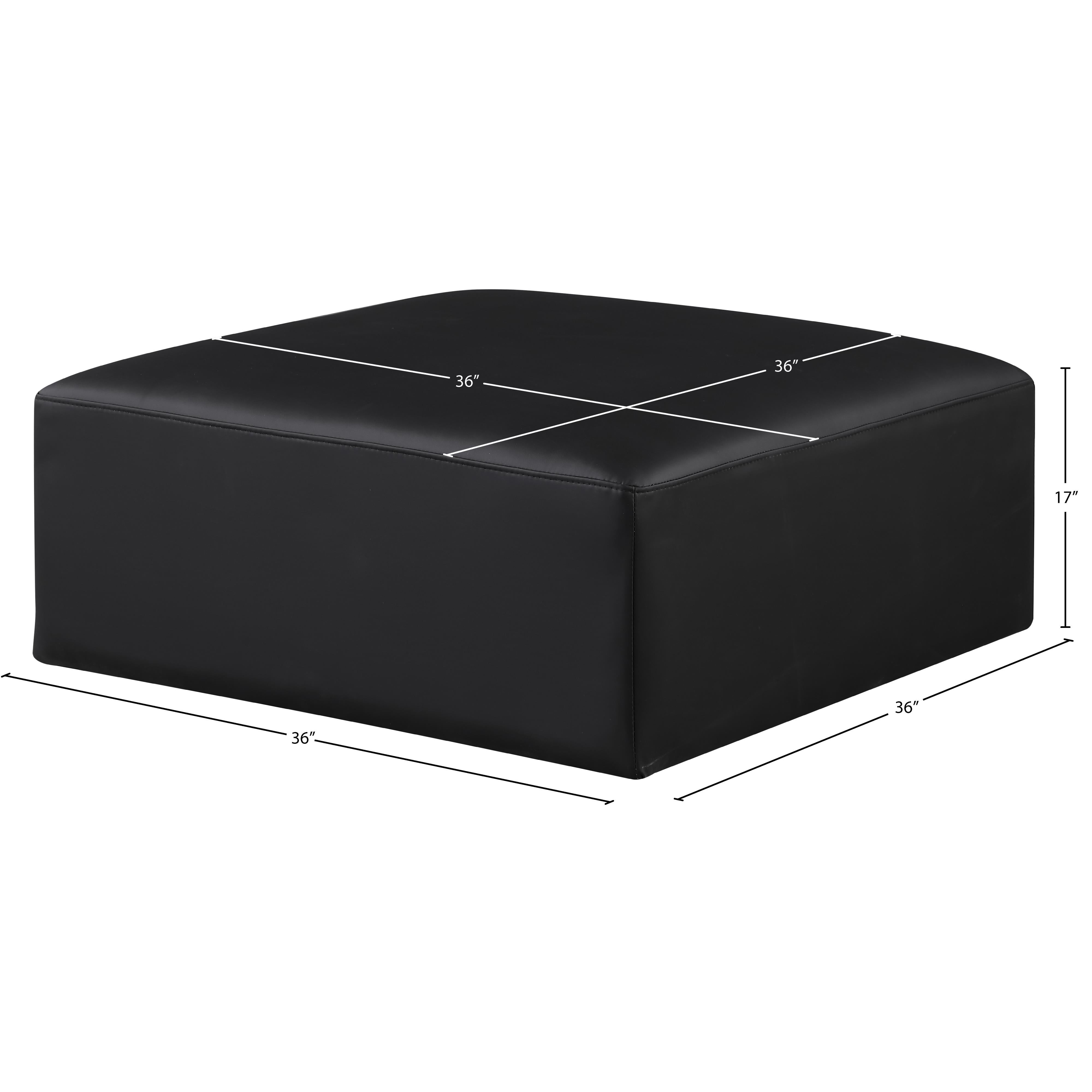 Meridian Cube Black Vegan Leather Ottoman