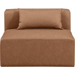 Meridian Cube Brown Vegan Leather Armless Chair