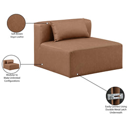 Meridian Cube Brown Vegan Leather Armless Chair