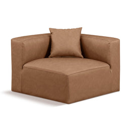 Meridian Cube Brown Vegan Leather Corner Chair