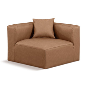 Meridian Cube Brown Vegan Leather Corner Chair