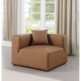 Meridian Cube Brown Vegan Leather Corner Chair