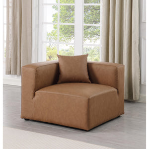 Meridian Cube Brown Vegan Leather Corner Chair